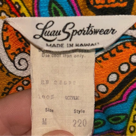 Vintage 70’s Luau Sportswear Shirt - Bark Cloth - Made in USA - Picture 3 of 4